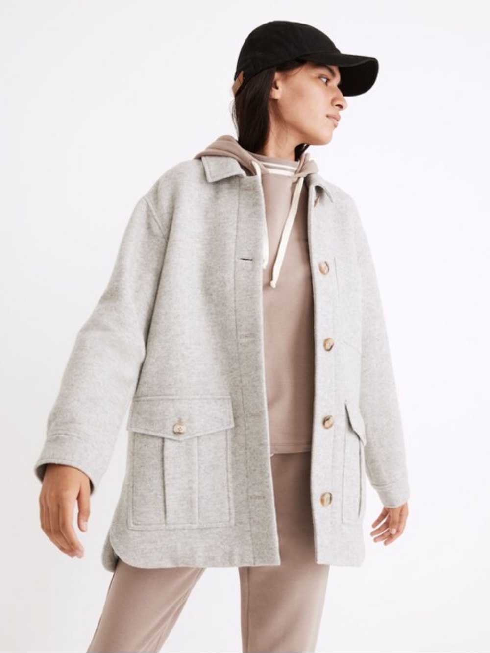 Madewell M light Gray Belrose  shirt Jacket
